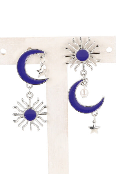 Aretes Colgante Sol Luna AZUL