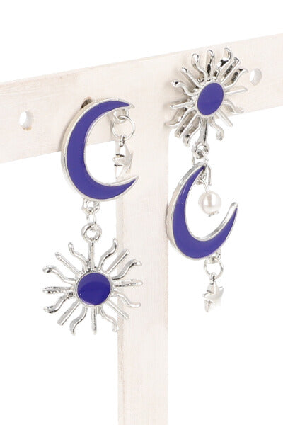 Aretes Colgante Sol Luna AZUL