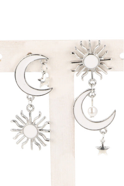 Aretes Colgante Sol Luna BLANCO