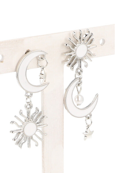 Aretes Colgante Sol Luna BLANCO