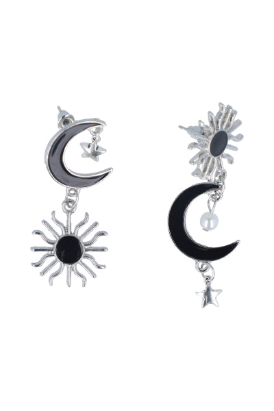 Aretes Colgante Sol Luna PLATA