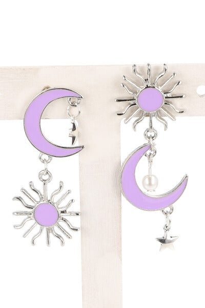 Aretes Colgante Sol Luna LILA