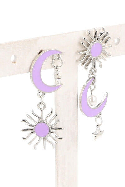 Aretes Colgante Sol Luna LILA