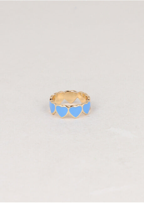 Metallic Ring Hearts BLUE