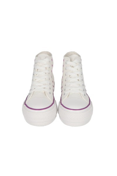 Tenis canva altos corazones MORADO