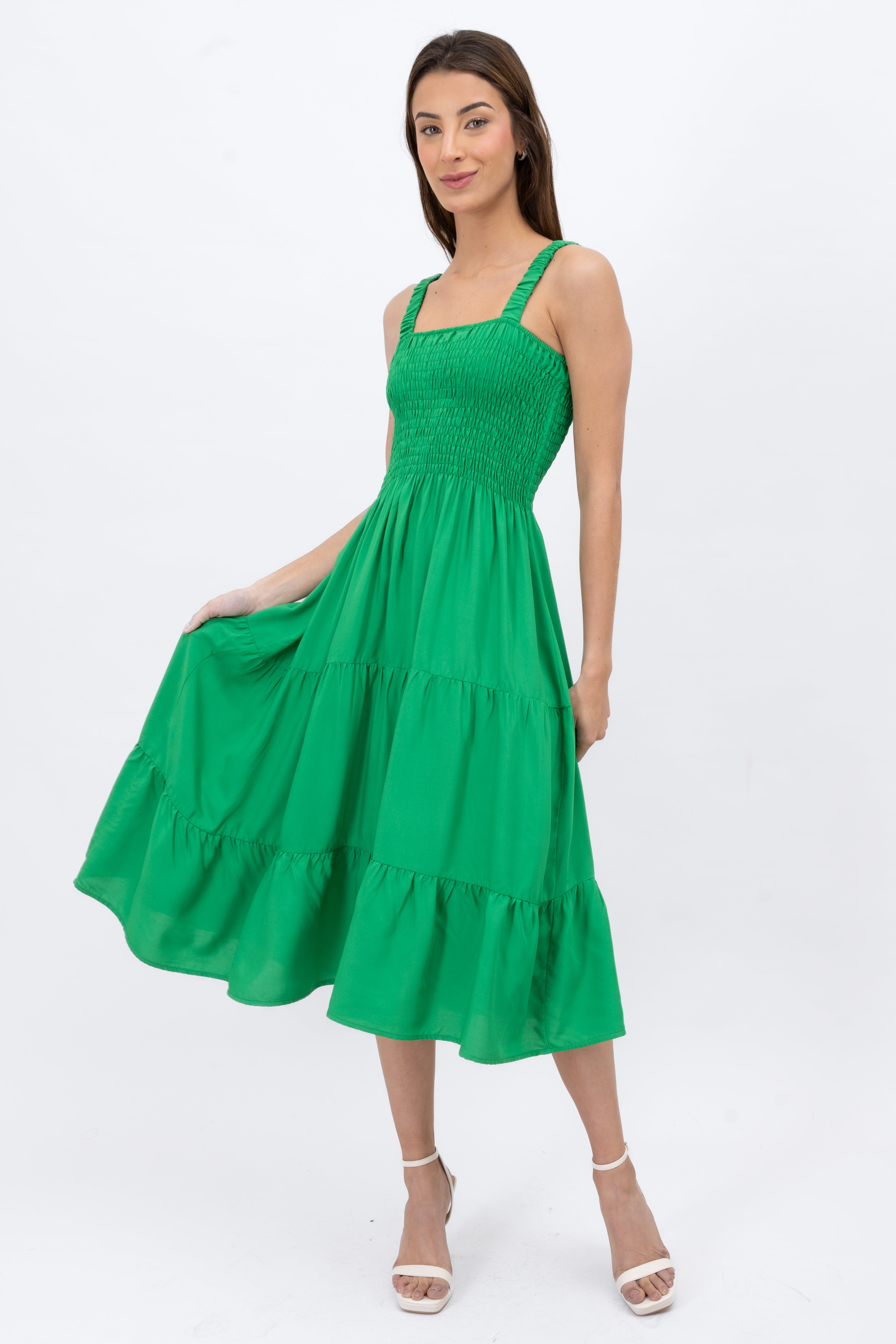 Midi dress spring Pasto green