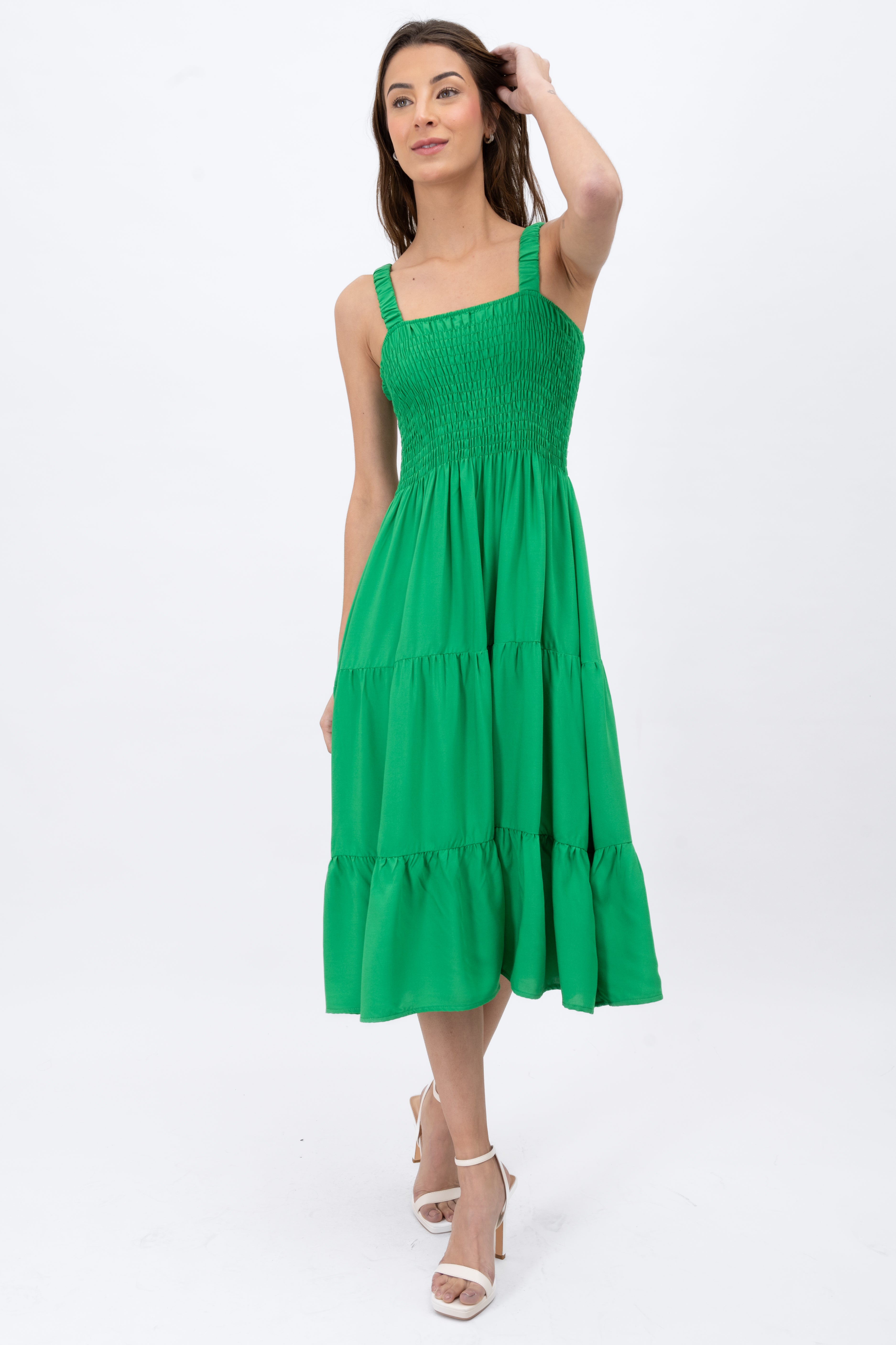 Midi dress spring Pasto green