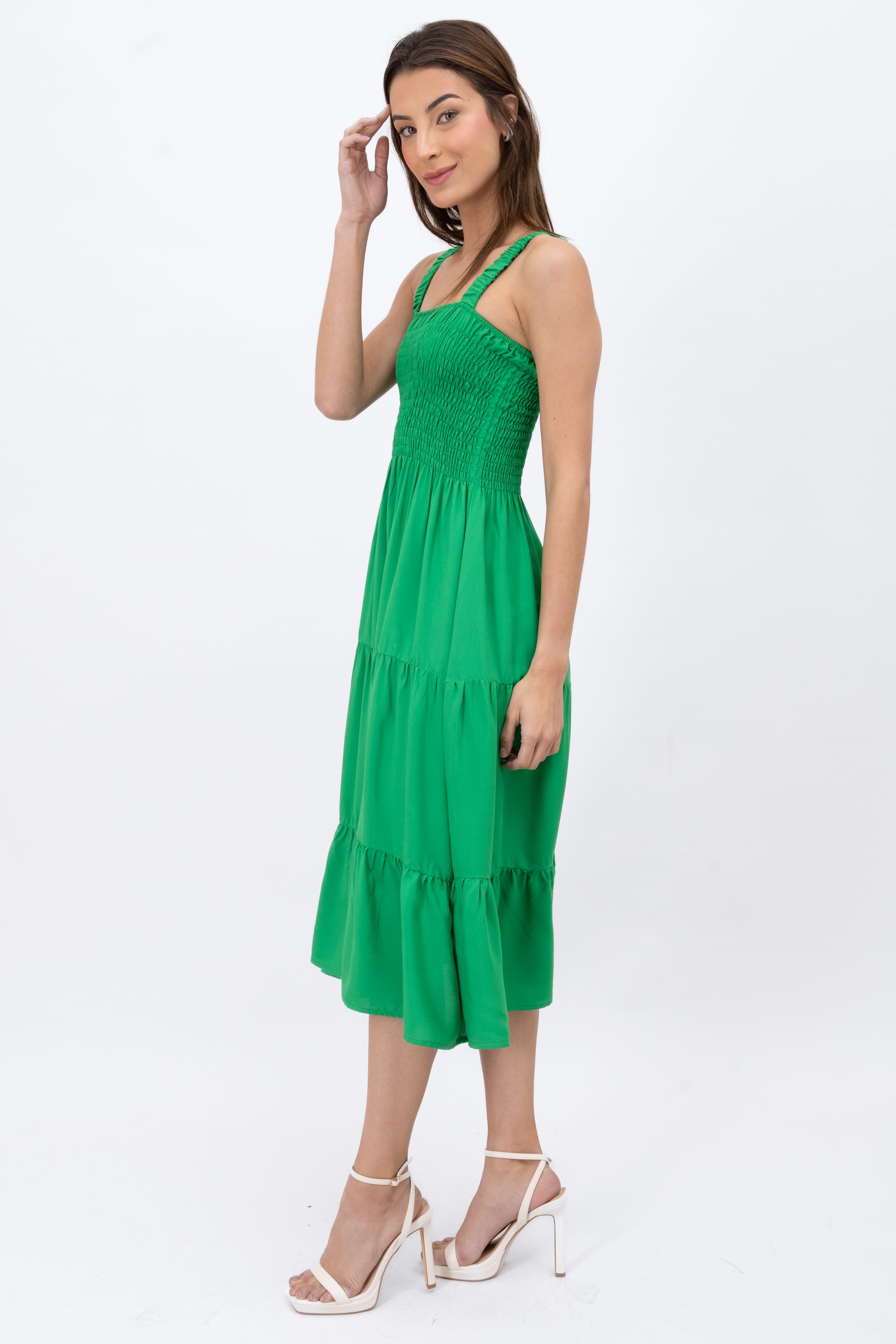 Midi dress spring Pasto green