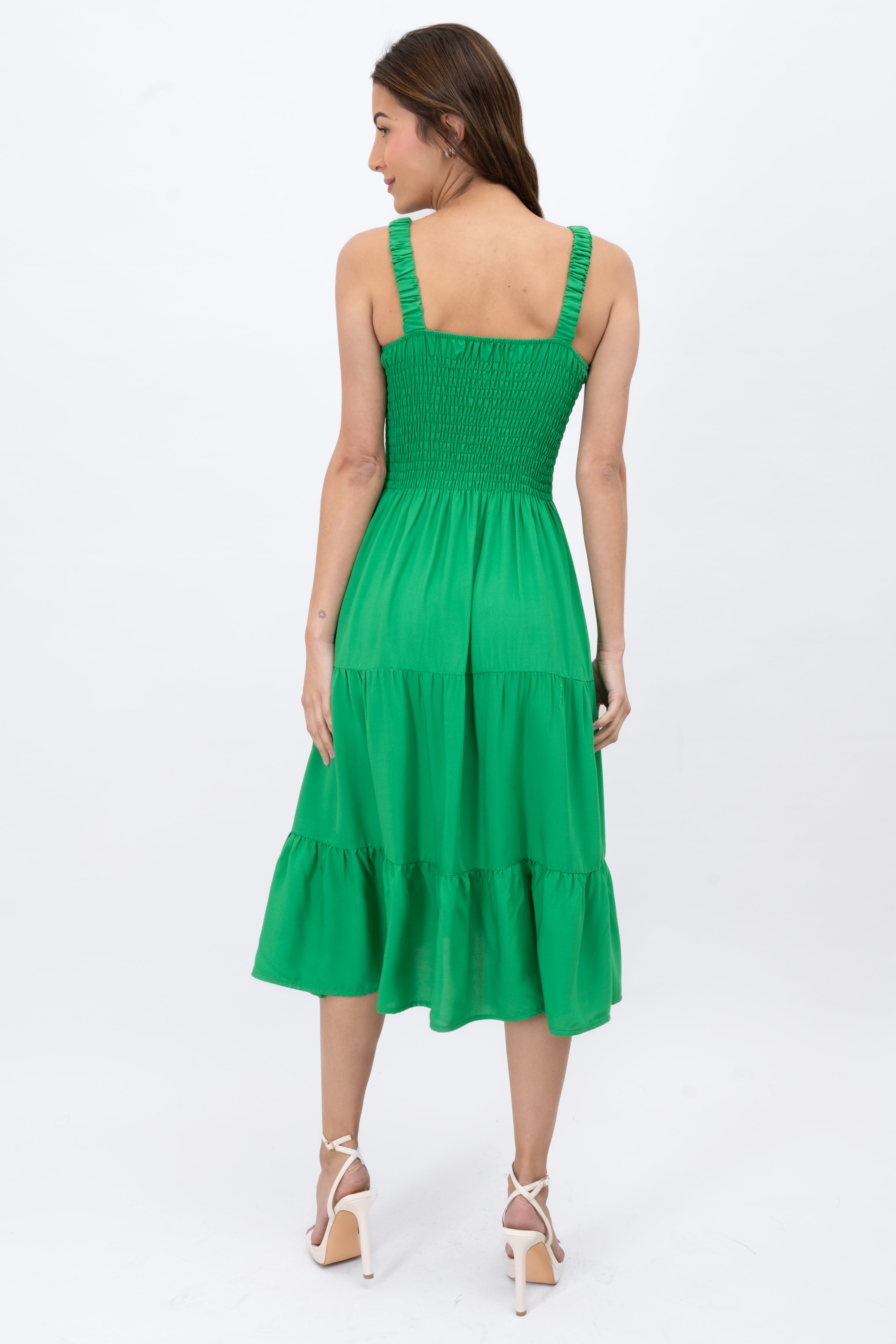 Midi dress spring Pasto green