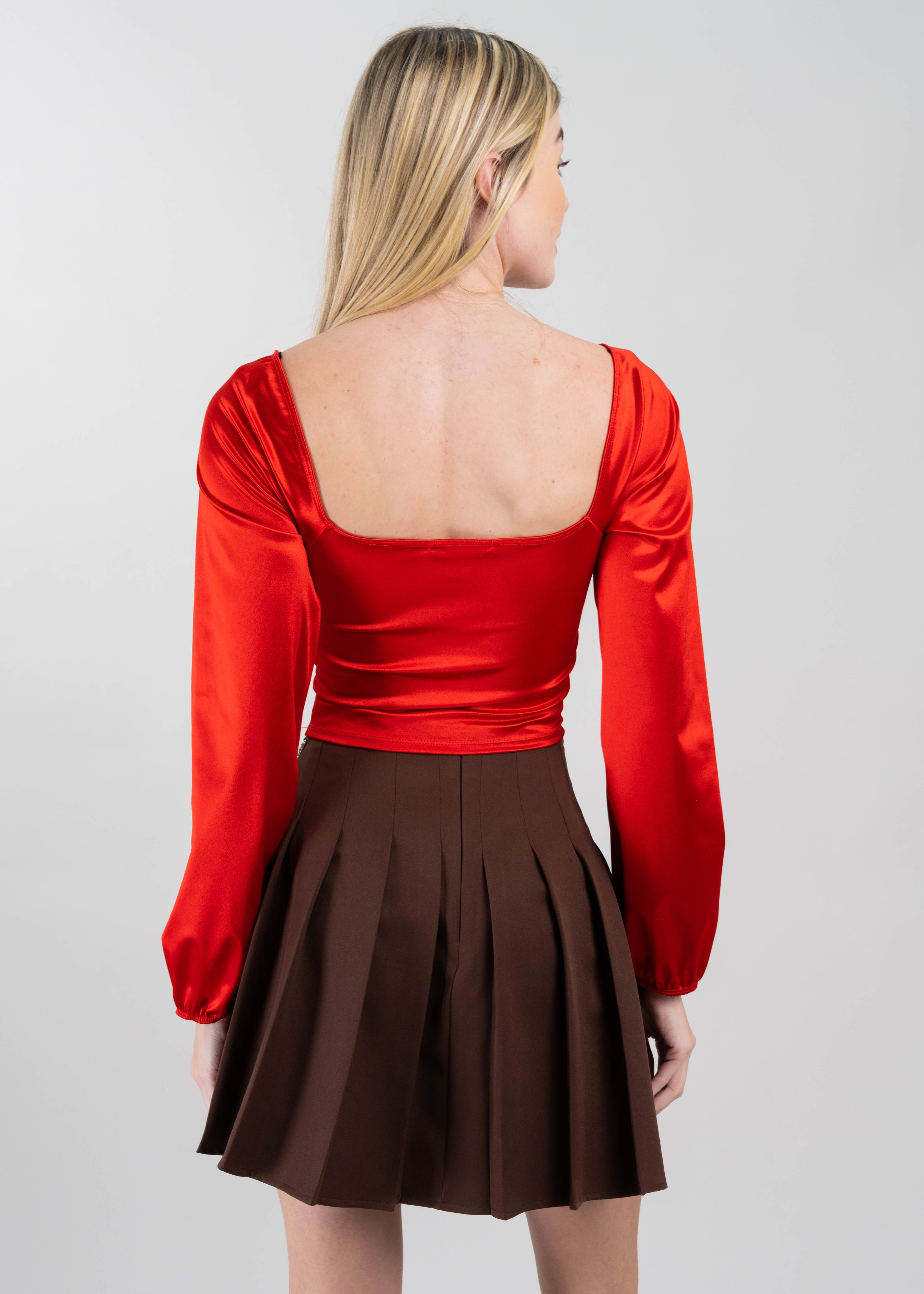 Blusa crop bustier satín ROJO