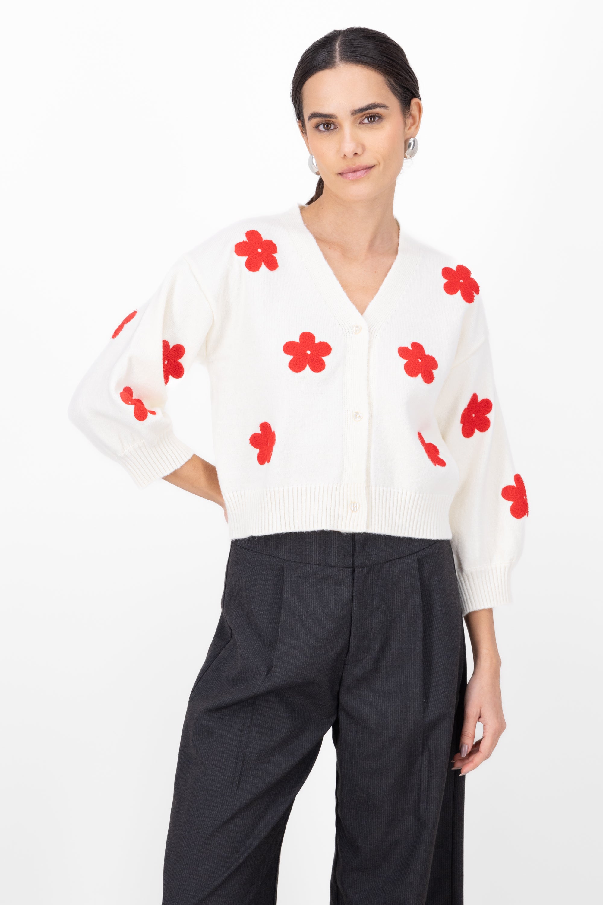 Cardigan Flores RED