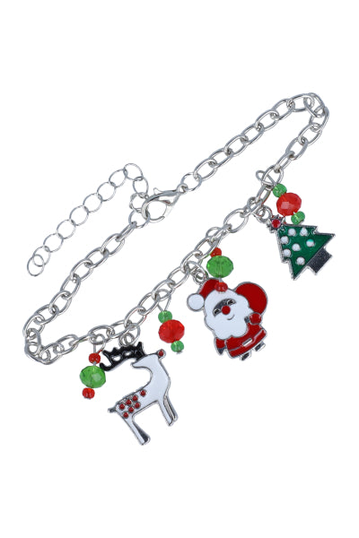 Pulsera eslabones dijes navideños PLATA