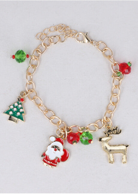 Pulsera eslabones dijes navideños ORO