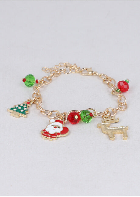 Pulsera eslabones dijes navideños ORO