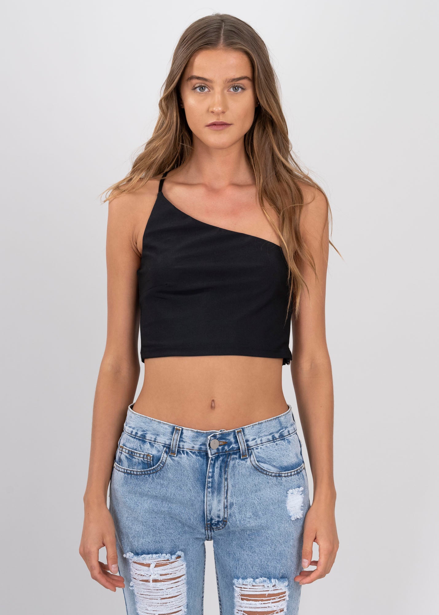 Top liso aros costado NEGRO