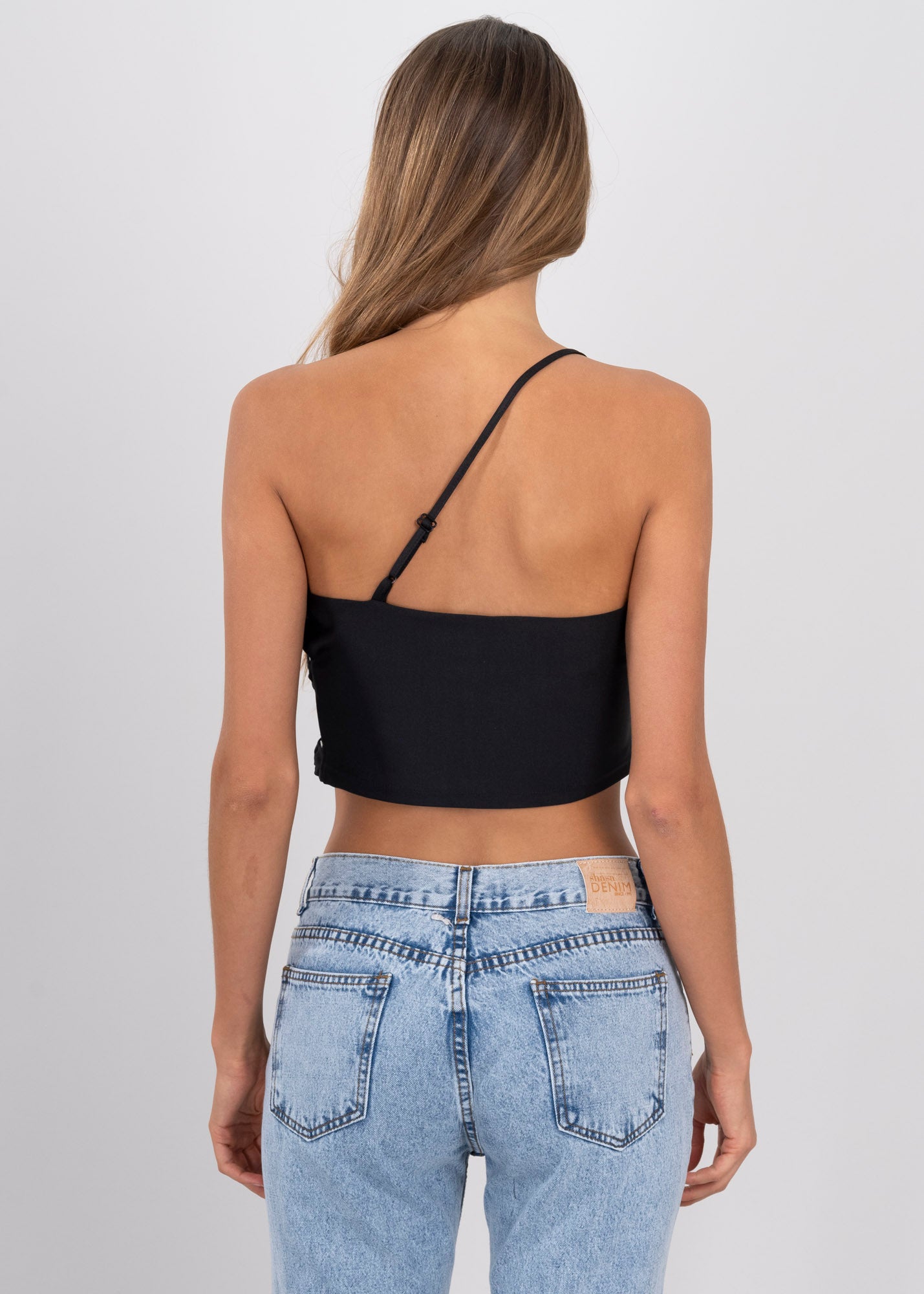 Top liso aros costado NEGRO