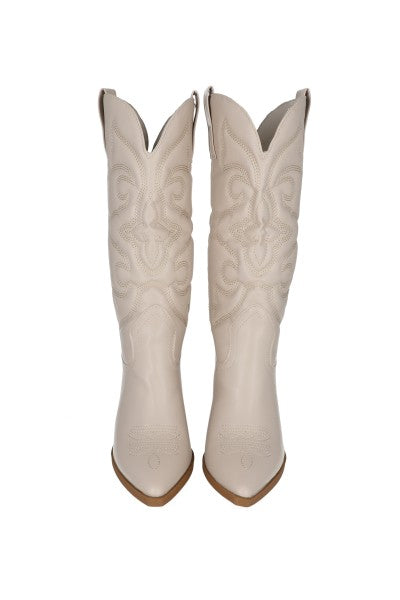 Botín vaquero midi bordado NUDE
