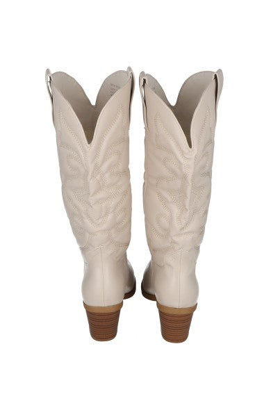Botín vaquero midi bordado NUDE