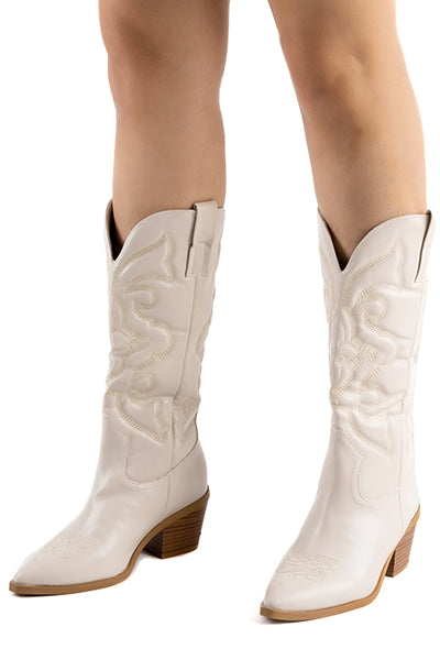 Botín vaquero midi bordado NUDE