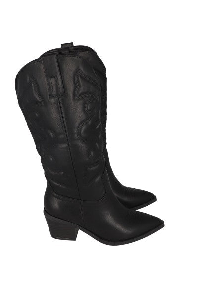 Midi cowboy botin BLACK