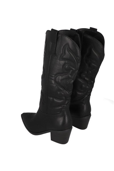 Midi cowboy botin BLACK