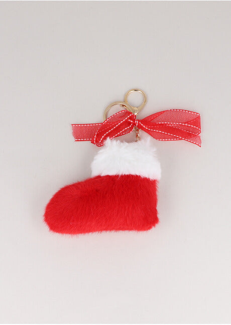 Santa Boot Keychain RED