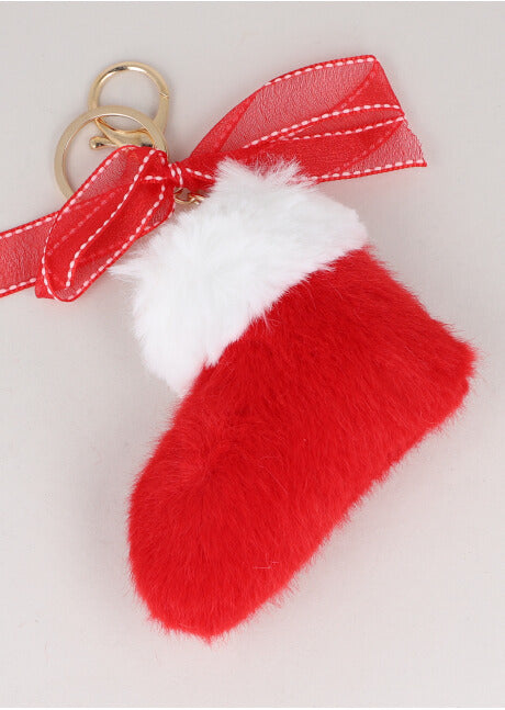 Santa Boot Keychain RED