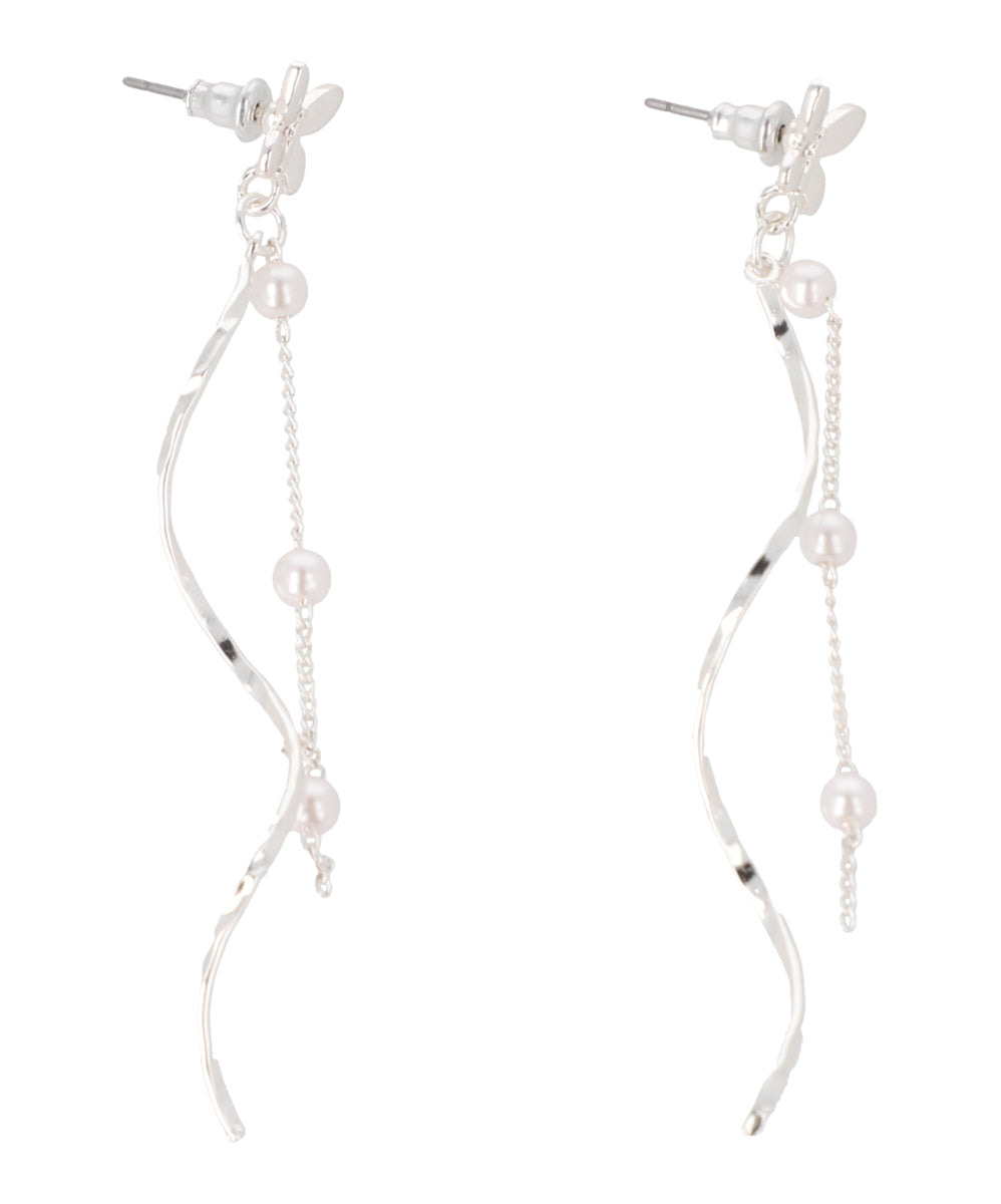 Set 2 Aretes Largos Mariposa PLATA