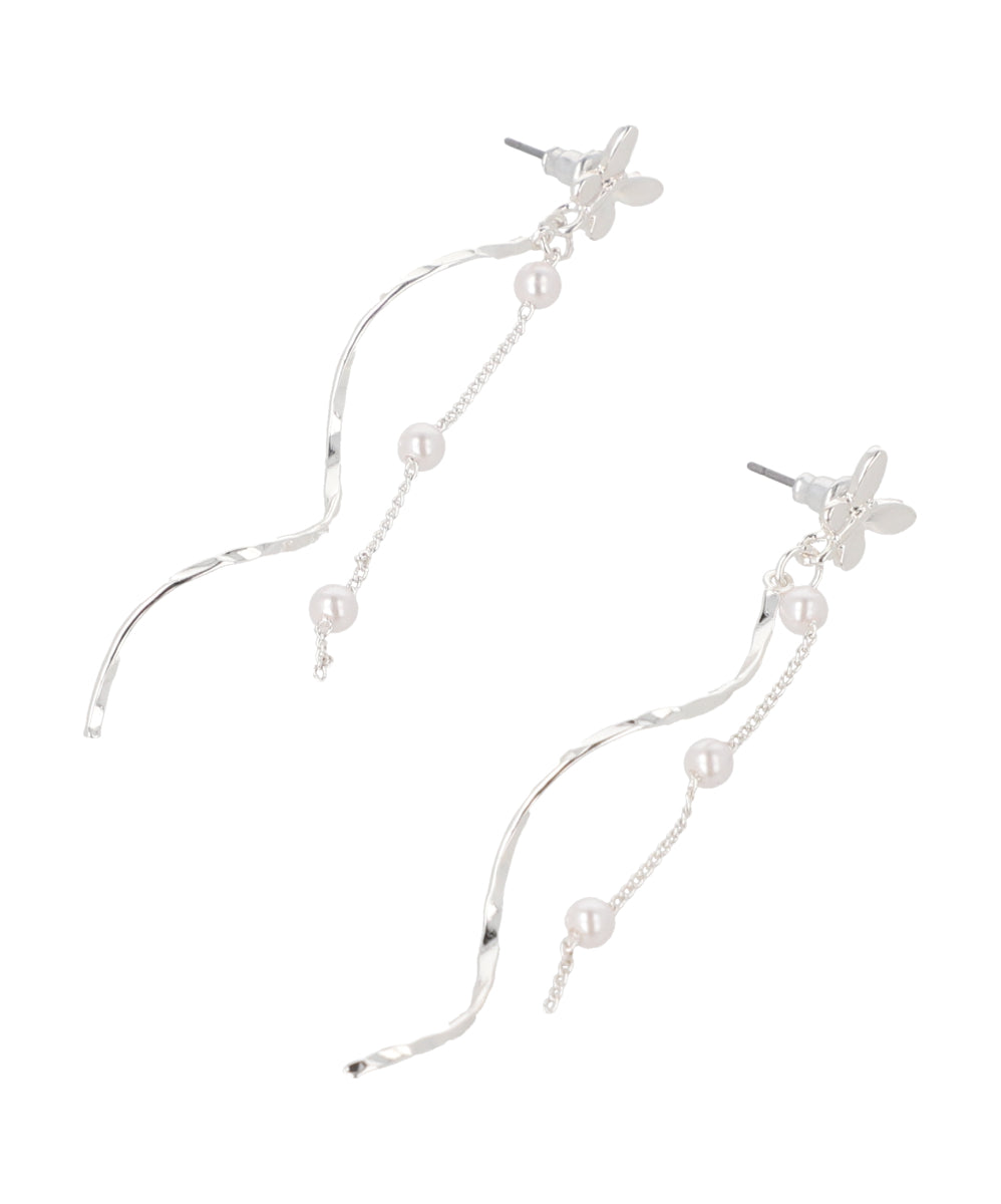 Set 2 Aretes Largos Mariposa PLATA