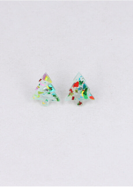 Acrylic Christmas tree earrings MULTICOLORED