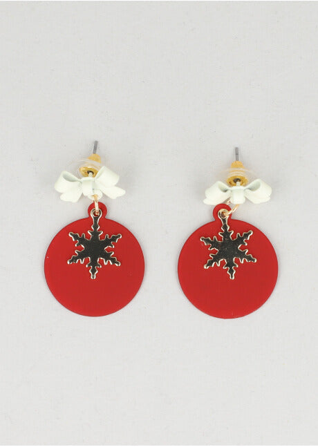 Aretes círculo copo nieve ROJO