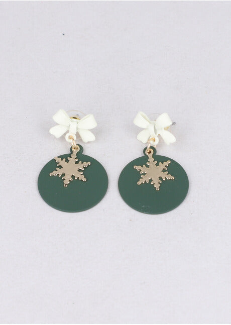 Aretes círculo copo nieve VERDE