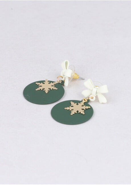 Aretes círculo copo nieve VERDE