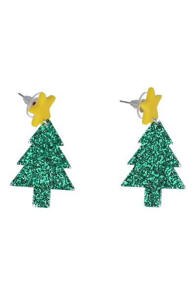 Aretes largos árbol navideño VERDE