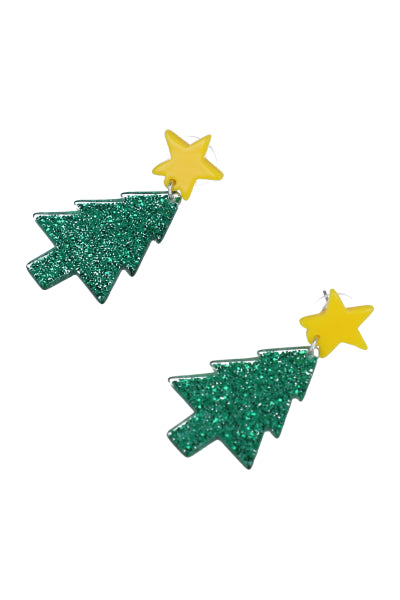 Aretes largos árbol navideño VERDE