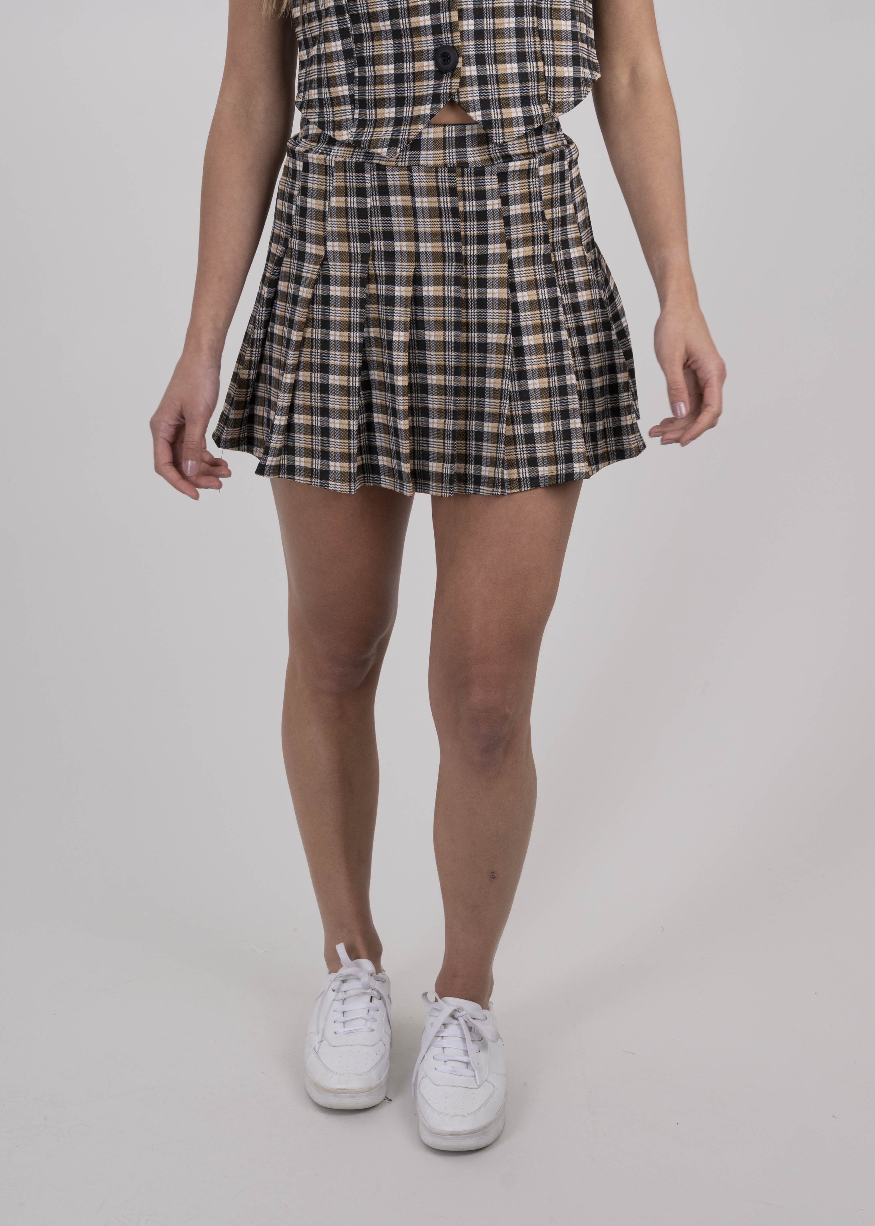 Falda mini tableada cuadros CAFE COMBO