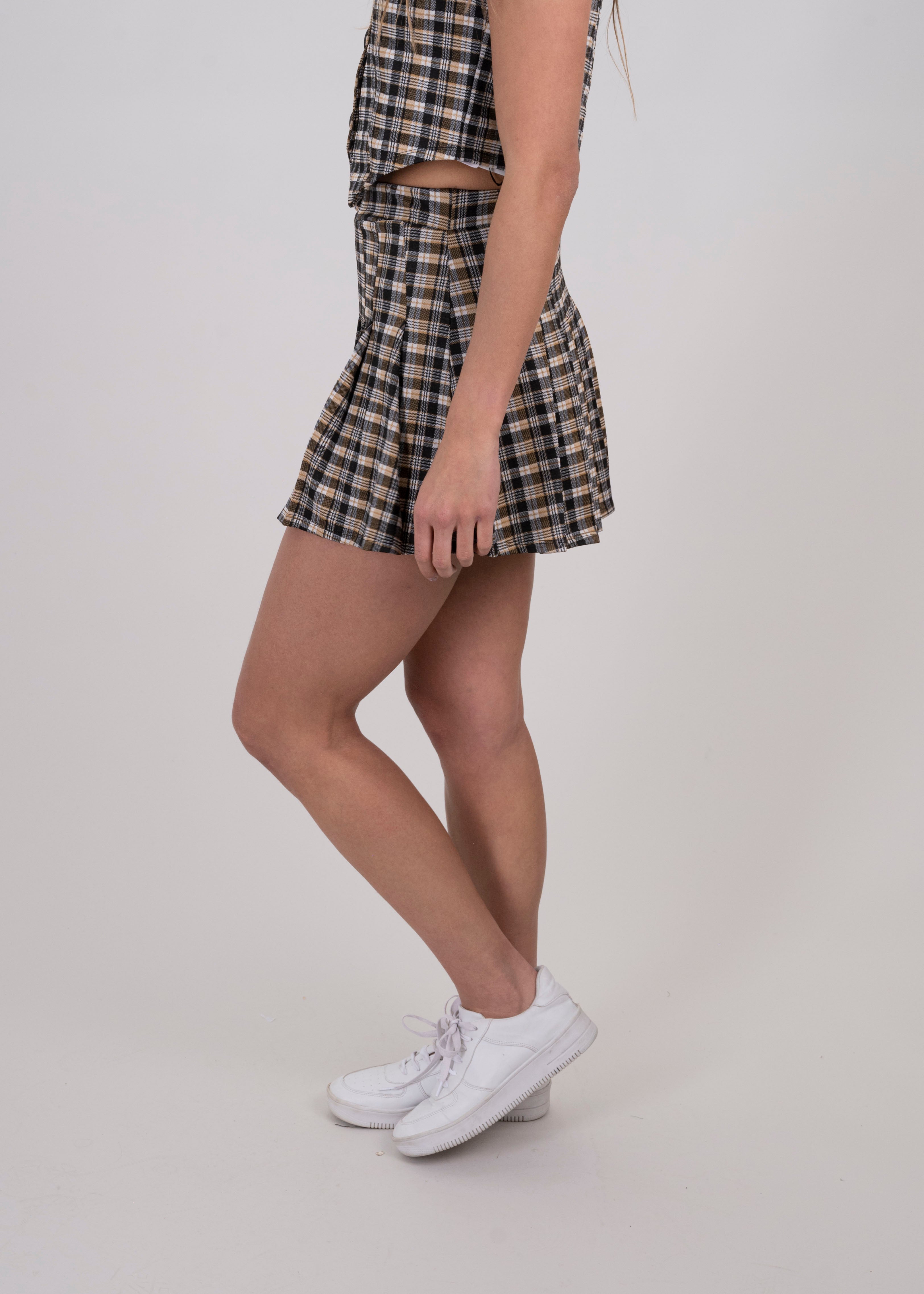 Falda mini tableada cuadros CAFE COMBO