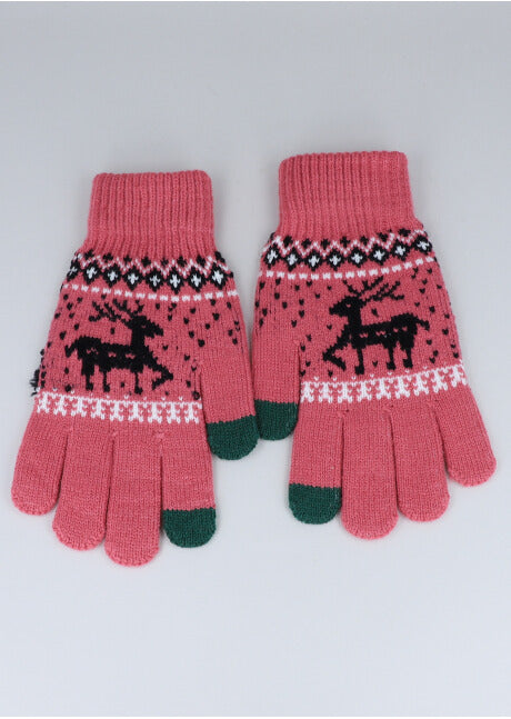 Guantes navideños renos ROSA