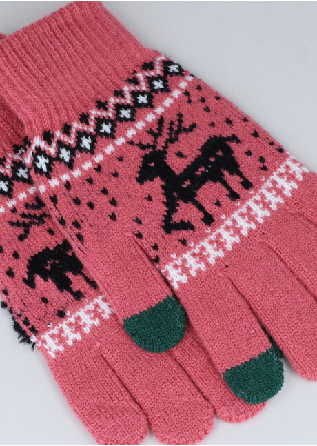 Guantes navideños renos ROSA