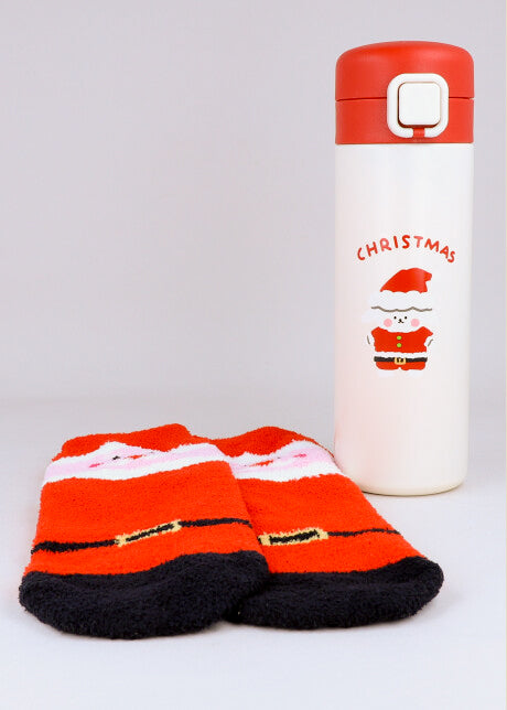 Set navideño termo calcetas ROJO