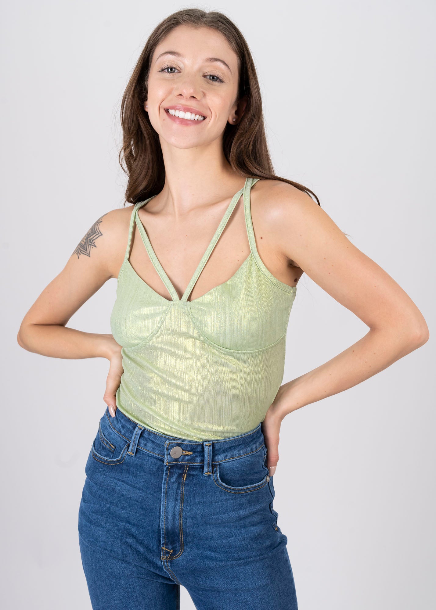 Bodysuit metálico tirantes cruzados MENTA