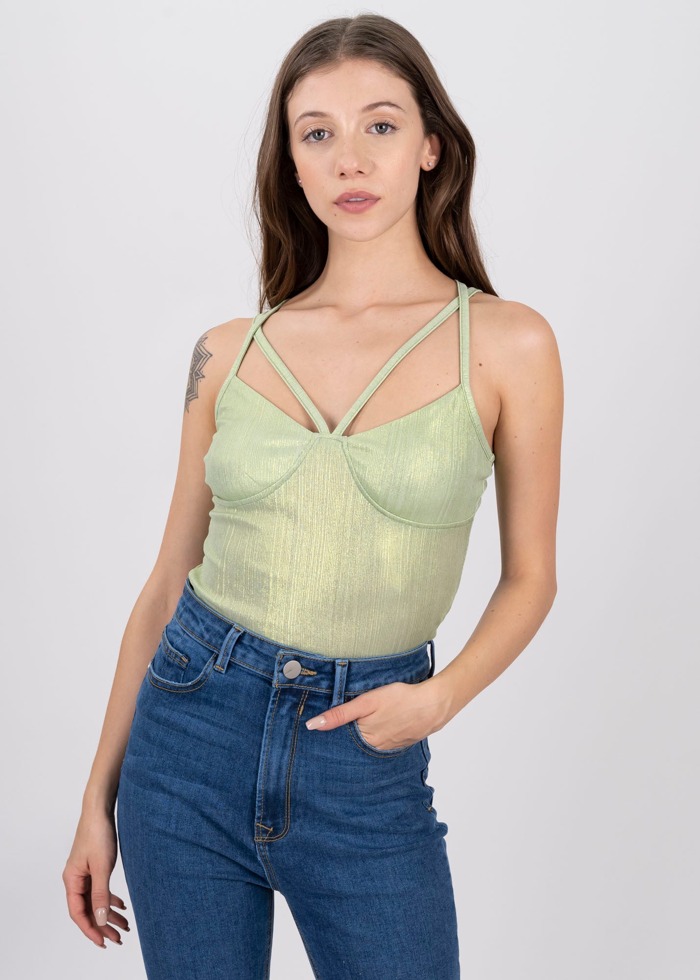 Bodysuit metálico tirantes cruzados MENTA