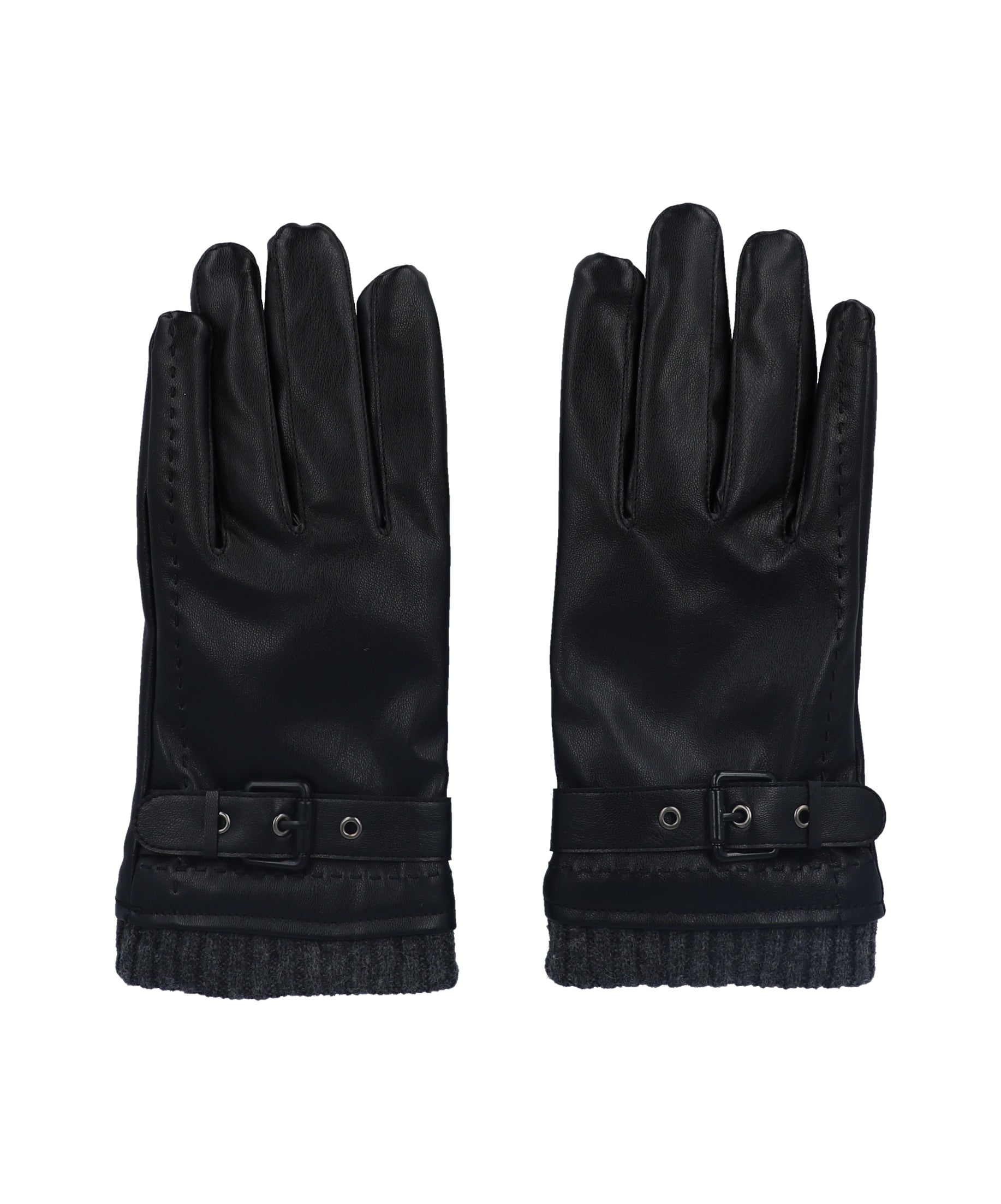 Guantes efecto piel hebilla NEGRO