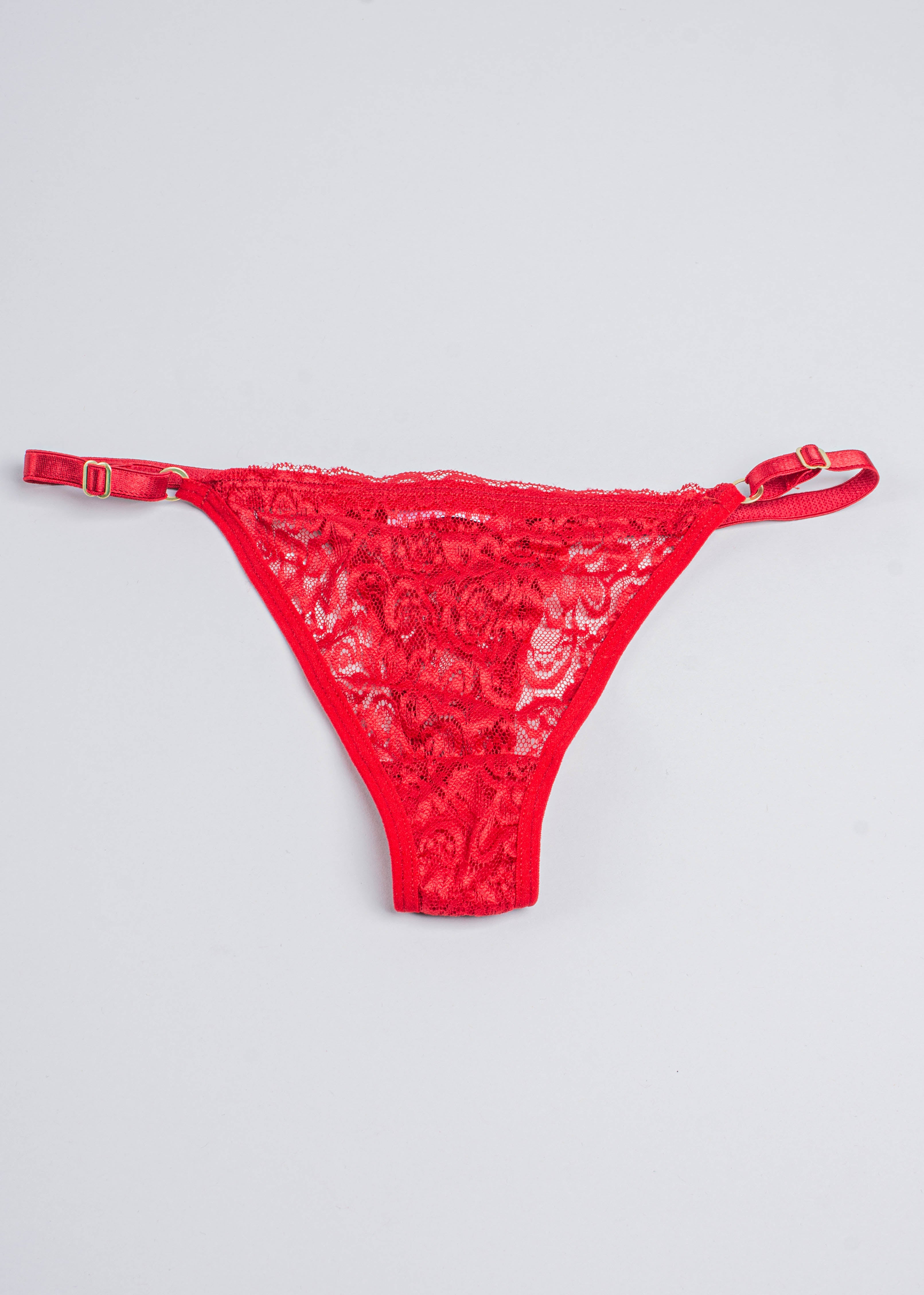 Tanga lace Waist adjustment RED