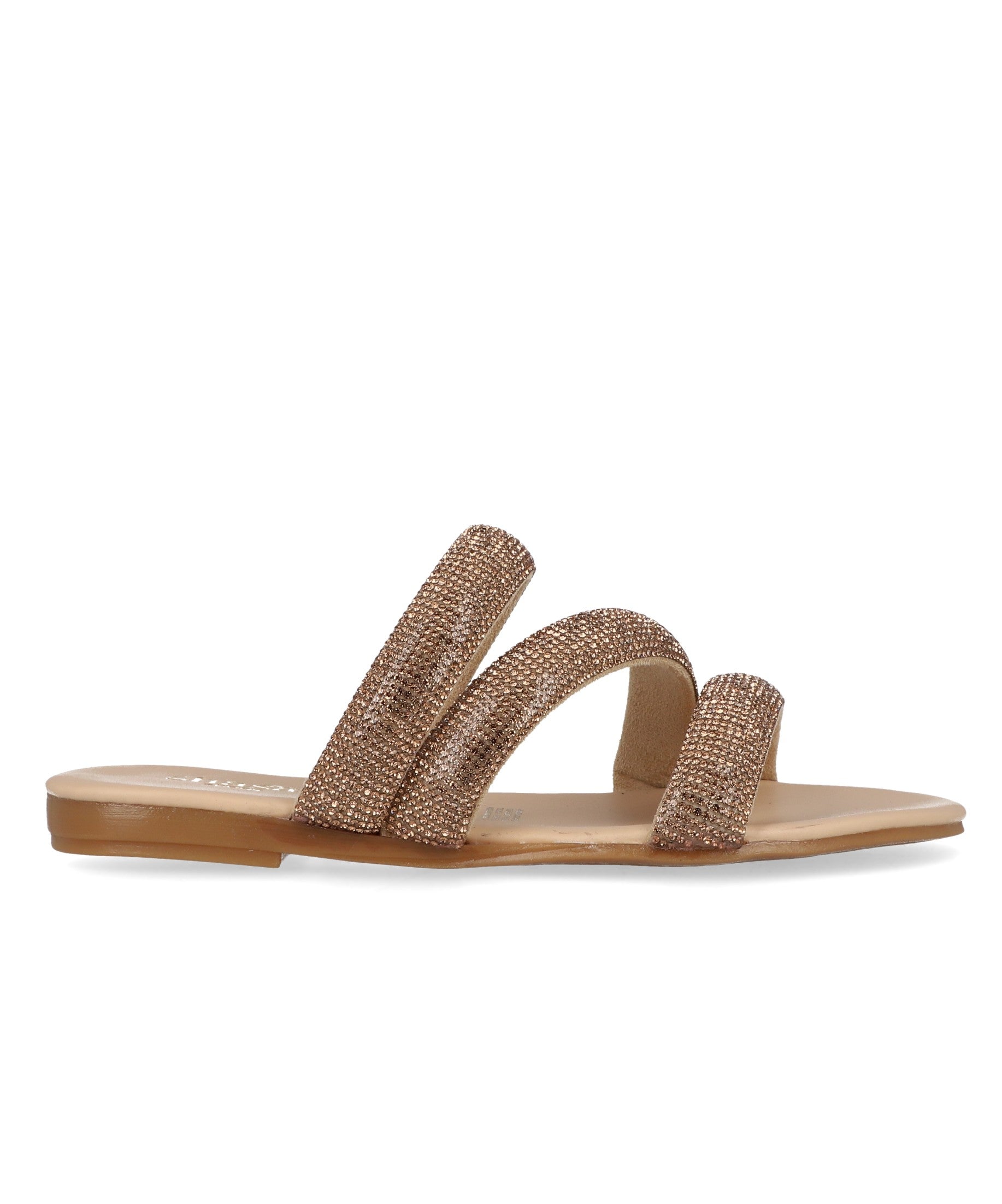 Sandalias Triple Tira Brillos ORO