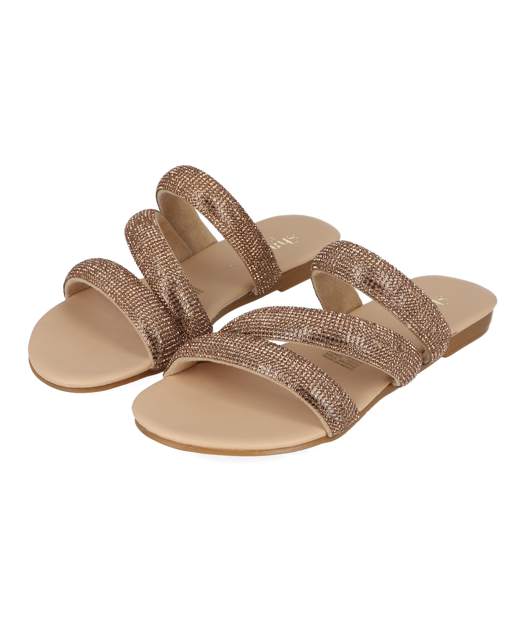 Sandalias Triple Tira Brillos ORO