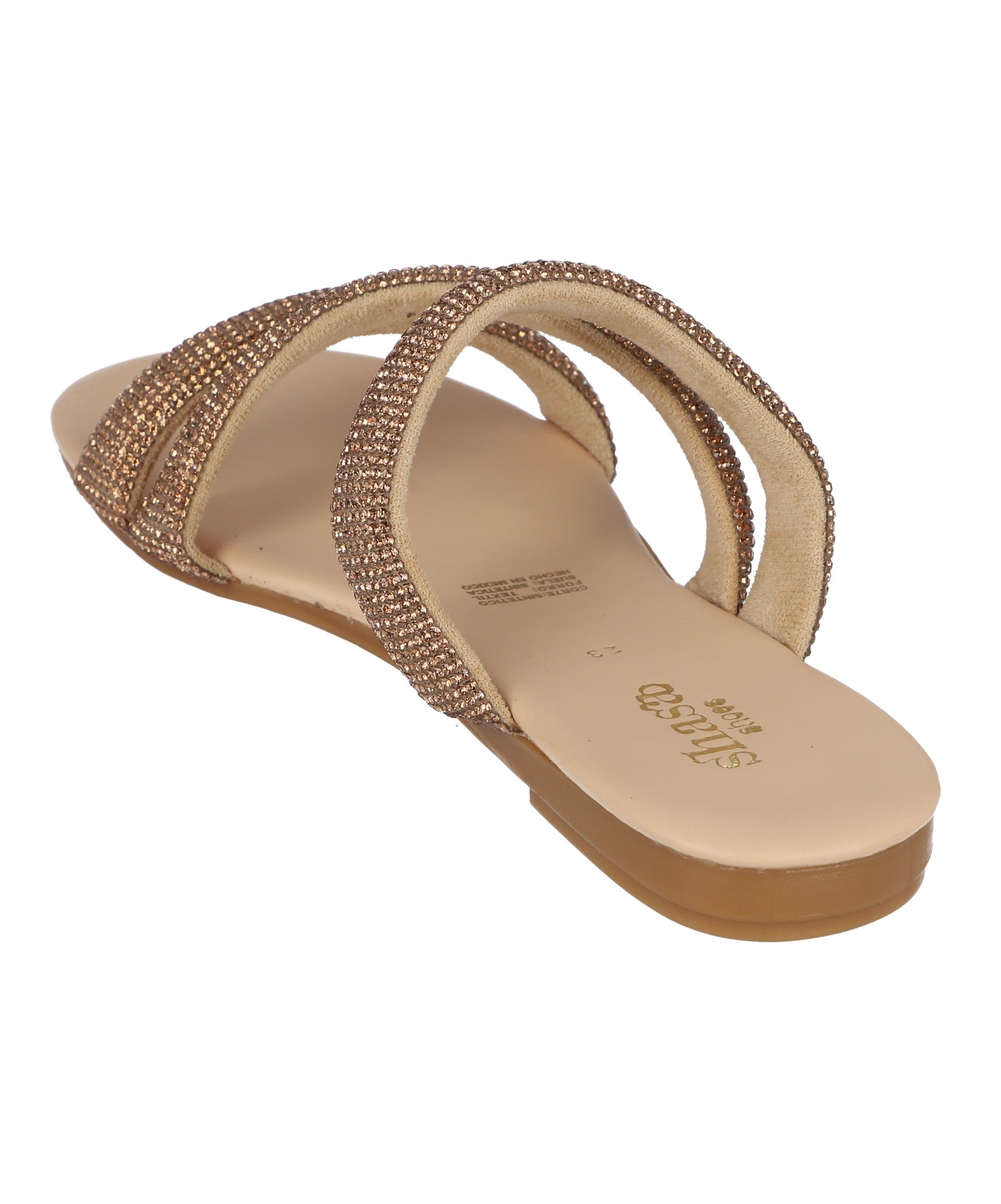 Sandalias Triple Tira Brillos ORO