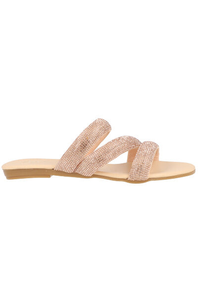 Sandalias Triple Tira Brillos ORO ROSA