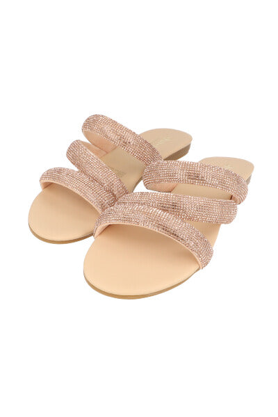 Sandalias Triple Tira Brillos ORO ROSA