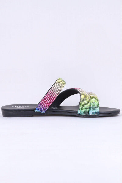 Sandalias Triple Tira Brillos MULTICOLOR